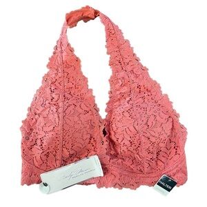 NWT Marilyn Monroe Pink Lace Halter Bralette, Size M